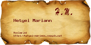 Hetyei Mariann névjegykártya